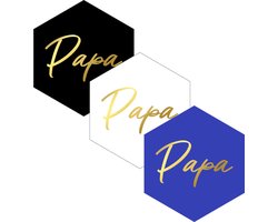 30x Sticker Papa Blauw goudfolie Hexagon
