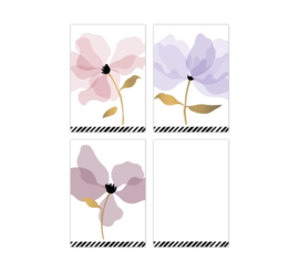 3 Mini kaartjes " Layered Petals"  paars roze
