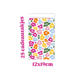 25x Cadeauzakje  Leopard color -  12x19cm -