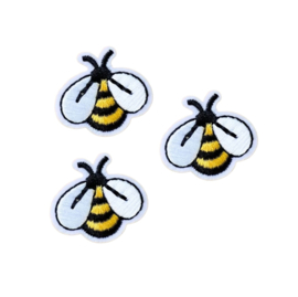 Embleem - 3 stuks - bij - wesp - vlieg - geel - 3cm - applicatie - opstrijken - strijken - patch