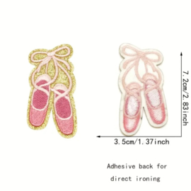 Embleem Balletschoen - ballerina - 7 x 3.5 cm - applicatie - opstrijken - strijken - patch