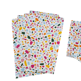 Cadeauzakjes stickers met kaartje en gondeldoosje - terrazzo