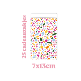 25 cadeauzakjes - Terrazzo  color - 7x13cm