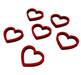 5x  Rode houten hartjes