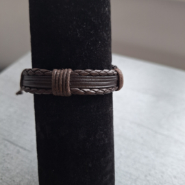 Donker bruin leren armband vlecht knoop