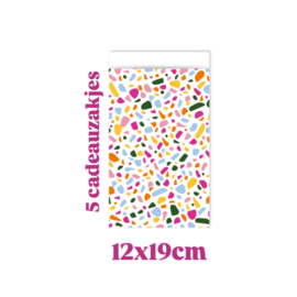 5x  cadeauzakje Terrazzo -  Color - 12x19cm