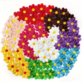 Embleem - 9 stuks - bloemen - mix  - 3.5 x 3.5 cmapplicatie - opstrijken - strijken - patch