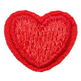 Embleem mini - 5 stuks - hart - hartje - liefde - rood- 1.3 x 1.5 cm - applicatie - opstrijken - strijken - patch