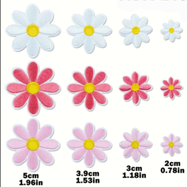 Embleem - 12 stuks - bloemen - mix - roze   - applicatie - opstrijken - strijken - patch