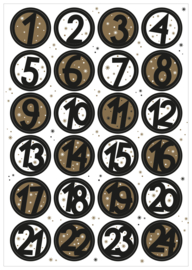Adventskalender Stickers Wit / Goud / Zwart 