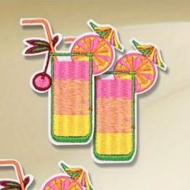 Embleem cocktail - drinken -  7 x 6 cm - applicatie - opstrijken - strijken