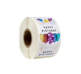 500x Sticker op Rol Happy Birthday