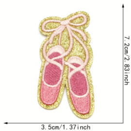 Embleem Balletschoen - ballerina - 7 x 3.5 cm - applicatie - opstrijken - strijken - patch