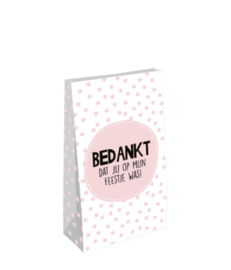 8x Blokzak maat L Bedankt dat jij op mijn feestje was! ROZE