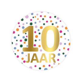 5x Sticker ' 10 jaar' Confetti