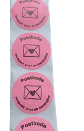 10x Sticker roze "Postbode bedankt voor de bezorging"