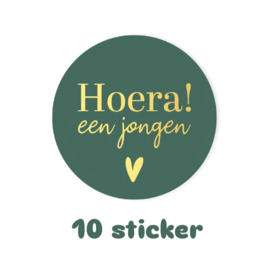 10x sticker - HOERA een Jongen - geboorte - baby - leuk inpakken - Sluitstickers  - cadeausticker