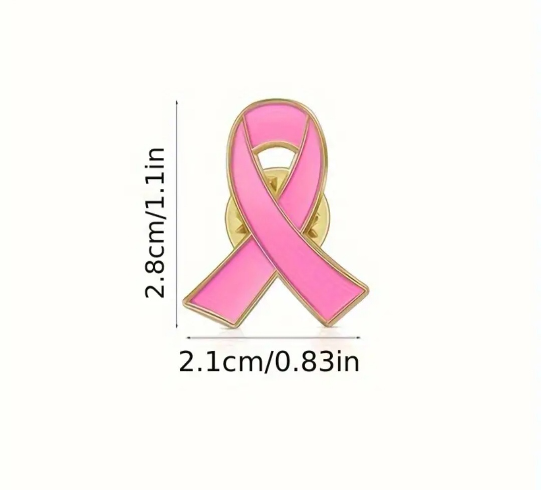 5x Pink pin strik lint goudlook pink ribbon