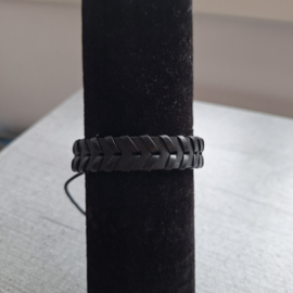 Zwart leren armband vlecht