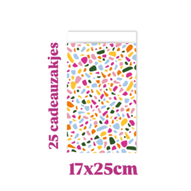 25x Cadeauzakje  - Terrazzo color - 17x25cm