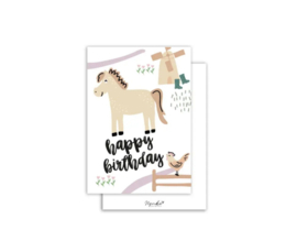 Nynke Ontwerpt wenskaart paard Happy Birthday