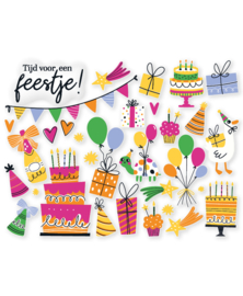 Raamstickers feestje - kinderfeestje - verjaardag - raamversiering - glasstickers - tijd voor een feestje