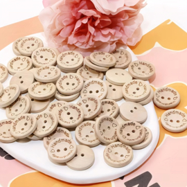 50 knoopjes Handmade with love - zelfgemaakt - DIY - kleding maken - 15mm
