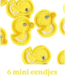 Emblemen - 6 mini eendjes - eendje - opstrijk embleem - geel - 2 x 2 cm - borduur - borduurpatch - geborduurd