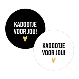 6x Sticker Kadootje voor jou Zwart / Wit / Goud