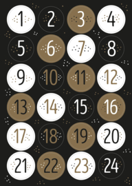 Adventskalender Stickers STIPPEN Wit / Goud / Zwart