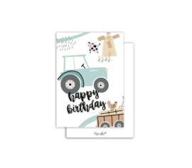 Nynke Ontwerpt wenskaart Trekker Happy Birthday