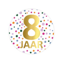 5x Sticker ' 8 jaar' Confetti