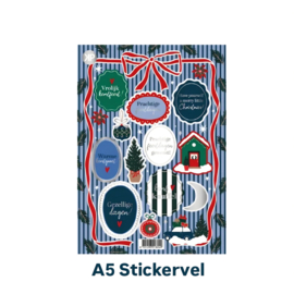 A5 Stickervel kerst zilver blauw  kerstdorp