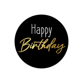 5x Sticker Happy Birthday Zwart Goud