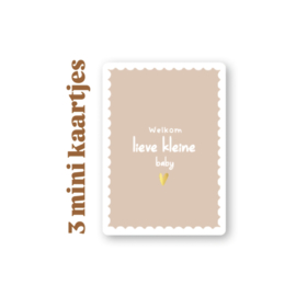 3 kleine kaartjes - Little Bears - welkom lieve kleine baby - Baby -  Geboorte -  A7 - Zonder envelop