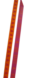 2x 5 m Sierlint Lieve juf  / hartje  oranje roze