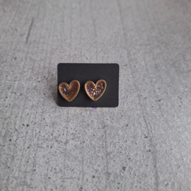 1 paar hartjes oorbellen regenboog glitter