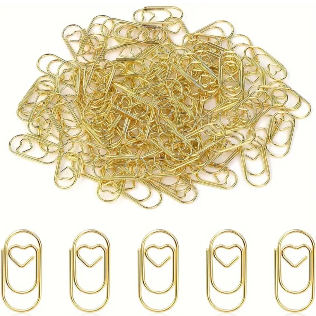 100 mini paperclips gouden hartje
