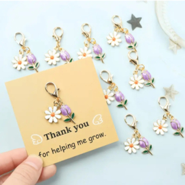 Gelukshanger - bloem - tulp - madelief - Juf - meester - Thank you for helping me grow - juffendag - vakantie - school - leerskracht