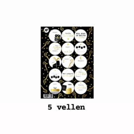 5x A5 Stickervel Sinterklaas zwart wit goud 15 stickers