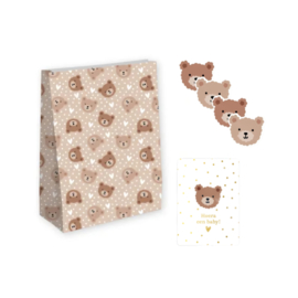 Inpakset little bears 2x Blokzak XXL met kaartje en stickers - baby - geboorte