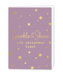 10 Kerstkaart met envelop - Sparkel & Shine  it's christmas time- kerst - engels - christmas
