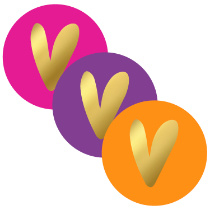 6x Sticker Funky Color Hartje