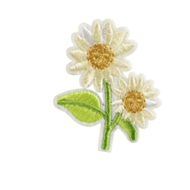 Embleem - 1 stuk mini bloem 3.5 cm x 3.5cm - geel - margriet - madelief- applicatie - opstrijken - strijken - patch