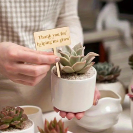 Plantenprikker juf meester - Thank you for helping me grow - Rechthoek - leerkracht -  school - leuk geven - cadeau juffendag