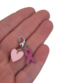 2x hanger roze strik met hartje