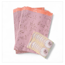 20x Cadeauzak + 20x naamsticker -  Sint Songtekst Roze Sinterklaas 17x25cm
