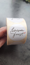 5x stickers "Hoera het is feest"