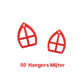 50 hangers Mijter hout - sinterklaas  - cadeau decoratie - leuk inpakken  -