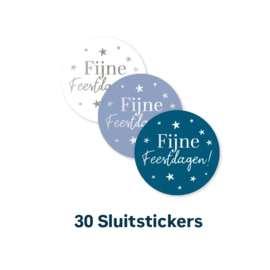 30 Stickers Fijne feestdagen - zilverfolie - kerst - kerstmis - 4cm